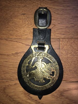 Vintage Horse Brass Medallion Bridle Harness Badge Maidstone Kent Leeds Castle