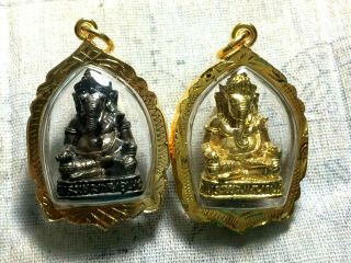 2 Psc Pikanet Ganesh God Of Hindu Success Luck Rich Thai Amulet Statue