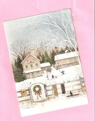 Border Terrier Cat Children Snow Snowman Wreath Christmas Cards Box Of 20