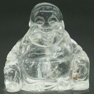 1.  4 Inch Natural Clear Quartz Carved Maitreya Happy Laughing Buddha Figurine