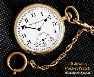 Antique 19 Jewels 12 Size Gold Filled Rr Pocket Watch Burlington Special