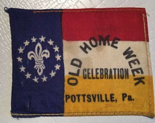 Bsa Boy Scouts Souvenir Flag Old Home Week Celebration Pottsville Pa 1906