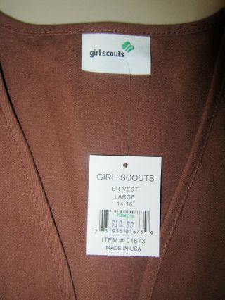 Girl Scouts Brownie Brown Vest L 14 - 16 USA MADE 2