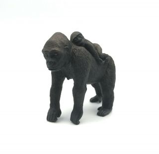 Schleich Female Gorilla Baby On Back Silverback 2011 Ape Animal Figure 14662