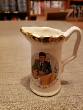 Creamer Pitcher Jfk 1960s President And Mrs.  John F.  Kennedy Made In Usa Vintage