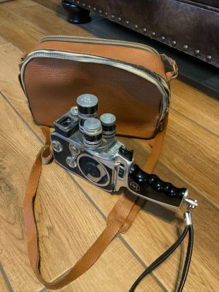 Vintage Bolex Paillard D8l 8mm 3 Lens Camera With Case And Ge Exposure Meter