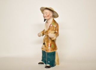 Antique Vintage Chinese Man with Hat and Cup Porcelain Figurine 2
