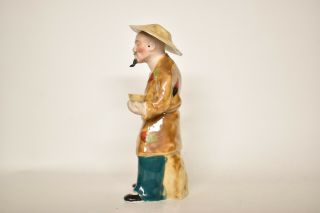 Antique Vintage Chinese Man with Hat and Cup Porcelain Figurine 3
