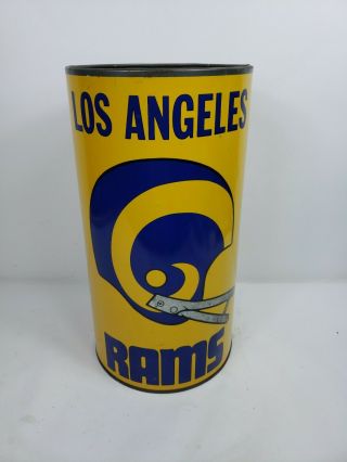 Metal Trash Garbage Can Vintage Nfl Football Los Angeles Rams 19 " Tall