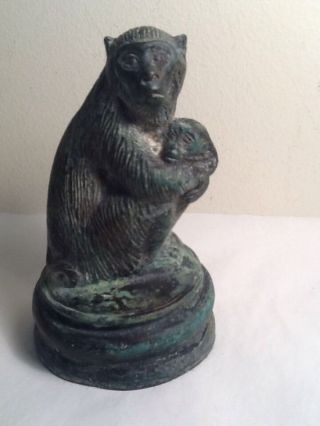 Vintage Mother Monkey - Mom With Baby Carved Stone Figurine