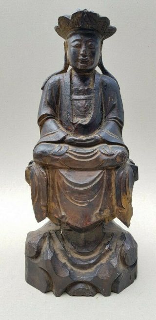 18th / 19th C,  Qing,  Large Antique Chinese Carved Wood Seated Buddha