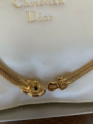 Vintage 1980s Christian Dior choker necklace gold mesh pave crystal 3