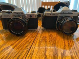 Vintage 35mm Cameras - Pentax K1000 And Canon Ae - 1