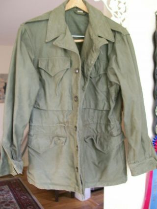 Vintage Military Korean War M - 1943 M43 Us Army Field Jacket Green 34 Long