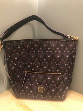 With Tags.  Disney Parks Haunted Mansion Wallpaper Dooney & Bourke Hobo Bag