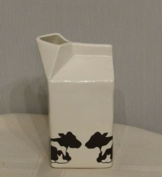 Holsteins By Margo 1984 Cow Ceramic Milk Carton Vintage Farmhouse 5 In