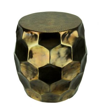 Scratch & Dent Vintage Gold Faceted Aluminum Indoor/outdoor Accent Stool/table