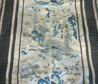 Antique Hand Embroidered Silk Oriental Chinese 2 Panel Tapestry 25 