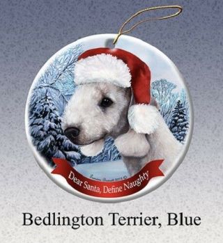 Define Naughty Ornament - Blue Bedlington Terrier