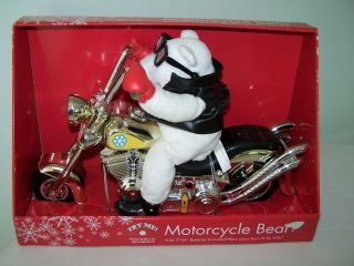 Plush Polar Bear On Motorcycle Animated Lights Musical Born To Be Wild