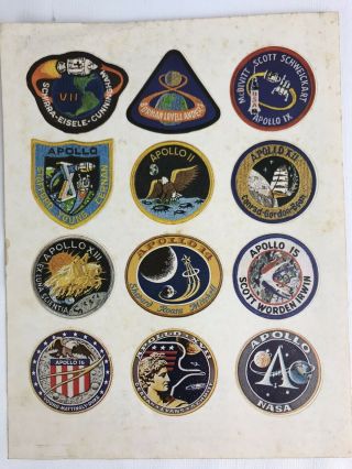 1968 - 1972 Nasa Project Apollo Mission Sticker / Decal Sheet By Rca 12 Stickers