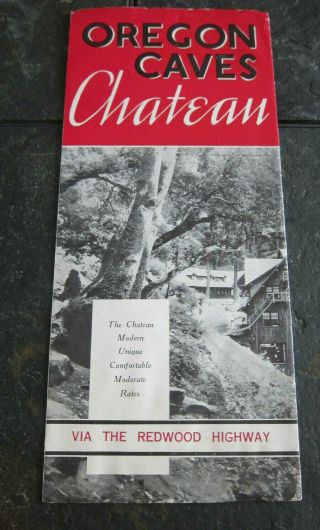 1938 Brochure Oregon Caves Chateau Room Rates Cave Junction,  Or