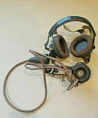 Vintage Wwii Era Us Military Hand Microphone No.  7 Headset Gear
