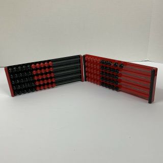 Vintage Red & Black Plastic Abacus Math Calculator /black & Red Beads