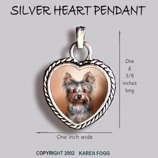 Yorkshire Terrier Puppy Yorkie - Ornate Heart Pendant Tibetan Silver