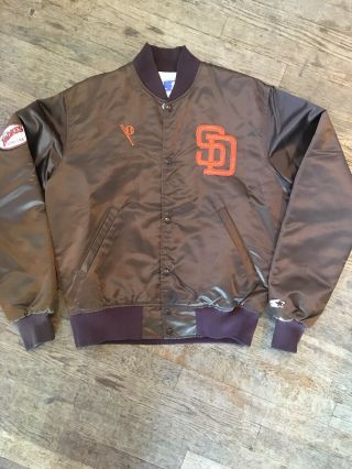Vtg 1980s 90s San Diego Padres Satin Starter Bomber Jacket Mens M Baseball Coat