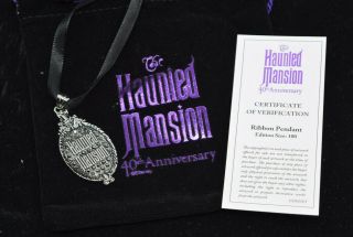 Disneyland Haunted Mansion Le 100 40th Anniversary Ribbon Pendant Necklace