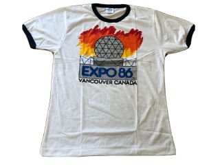 Vintage Expo 86 Vancouver Ringer T Shirt Deadstock Never Worn Rare Size L Htf
