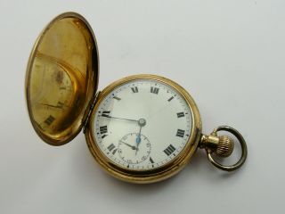 Vintage C1920 Gents Swiss Made Full Hunter Gold Filled Pocket Watch Gwo