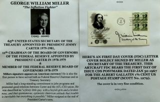 President Carter Secretary Treasury Chrn Federal Reserve Signed Fdc Letter Cover