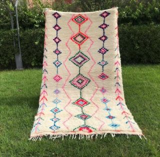 Vintage Moroccan Rug Azilal Berber Tapis Beni Ourain Handmade Carpet 6″x8″ Feet