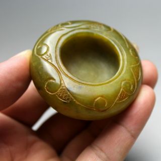 2.  3  China Old Green Jade Chinese Hand - Carved Ancient Writing Brush Washer 1138