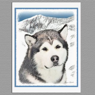 6 Alaskan Malamute Dog Blank Art Note Greeting Cards