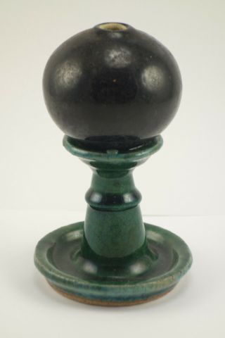 Antique Chinese Green Pottery Oil Lamp Light Censer 2