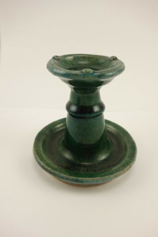 Antique Chinese Green Pottery Oil Lamp Light Censer 3