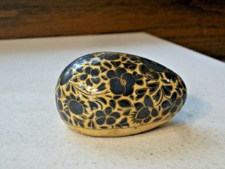 Vintage Hand Decorated Wooden Egg W Old Tag - Hand Made By Ali Brothers Kashmir