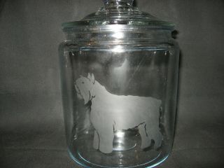 Etched Bouvier Des Flandres Glass Cookie Candy Treat Storage Jar Canister