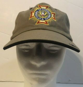 Veterans Of Foreign Wars Hat VFW Beige Adjustable Cap Embroidered Made in USA 2