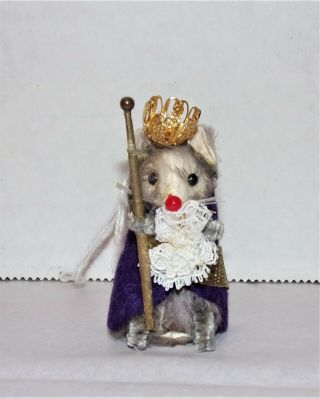 Vintage The Little Mouse Factory Real Fur Mouse King Made In U.  S.  A.