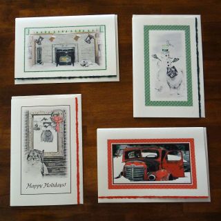 Keeshond Dog Old Fashioned Art Christmas Cards