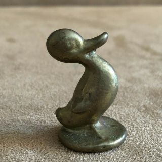 Vintage Small Brass Duck Figurine Paper Weight Miniature Standing Figure