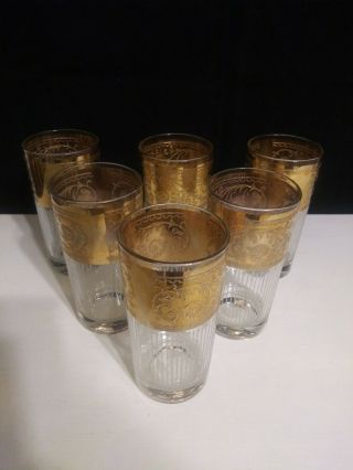 Vintage Drinking Glasses Gold with Stripes set of 6 Starlyte Mid Century Modern 2