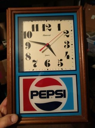 Vintage 1987 Collectible Hanover Pepsi Cola Wall Clock Soda Advertising