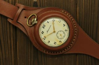 Vintage Military 3602 Wolfs Pocket Watch,  Wwi Style Leather Wristband Wwii