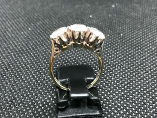 Vintage 9ct Gold Three Stone Cz Ring - Size Uk 