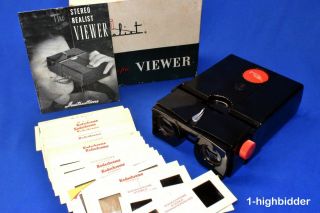 Serviced Vtg Lighted Realist Red Button 3d Stereo Slide Viewer St61 Box Instruct